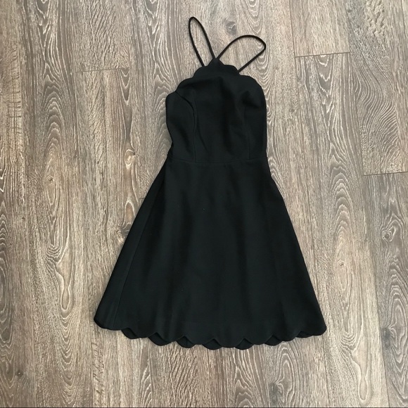 Lush Dresses & Skirts - BOGO Black Scallop Edge Strappy Sleeveless Dress